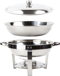 Alora Chafing Dish rond 4.5L - geschikt voor soep - buffet - voedsel verwamer - voedsel warmhouden - met deksel - buffetwarmer - roestvrij staal - chrome - 4.5 liter inhoud - warmhoudplaat - bain maria - warmhoudbakken - Warmhoudschalen