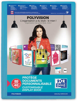 OXFORD Polyvision personaliseerbare presentatiealbum, formaat A4, uit PP, 40 tassen, blauw 12 stuks