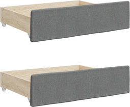 vidaXL - Opberglades - bed - 2 - st - bewerkt - hout - en - stof - donkergrijs