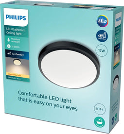 Philips Doris - Plafondlamp - LED - Vochtbestendig - Zwart - Groot - 17 W