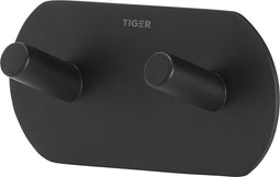 Tiger Rondo - Handdoekhaak dubbel - 3M tape - Mat zwart