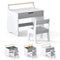 Coast 3-in-1 Kinderzitgroep - Houten Kindertafel met Omkeerbaar Tafelblad en Stoel - Grijs/Wit - 61,5 cm