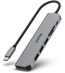 Unitek uHUB S7+ - USB Hub - 2x USB 2.0 type-A 1x USB 3.2 type-C - HDMI 1.4 - 100W Power Delivery