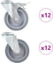 vidaXL - 24 - st - Zwenkwielen - met - boutgaten - 100 - mm