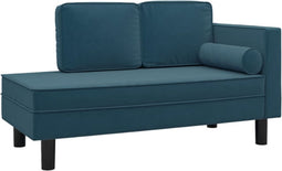 vidaXL - Chaise - longue - met - kussens - en - bolster - fluweel - blauw