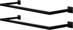 eSituro SGR0170 wand kledingroede set van 2 - rechthoekige kledingstang - industrieel ijzer - zwart