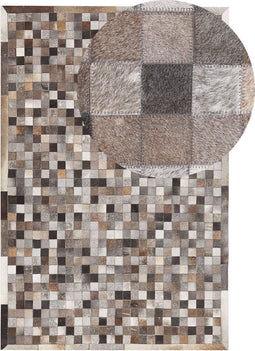 ARMUTLU - Patchwork vloerkleed - Grijs - 140 x 200 cm - Koeienhuid