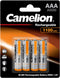 Camelion NH-AAA1100BP4 - Oplaadbare batterij - NiMH 1100mAh - Zilver