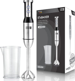 1000 W Staafmixer - Roestvrij staal - 8 standen plus turbo - Zwart zilver