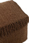 J-Line poef Vierkant Gewoven + Franjes - viscose - bruin