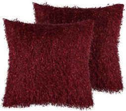 HELLEBORE - Sierkussen set van 2 - Donkerrood - 45 x 45 cm - Polyester