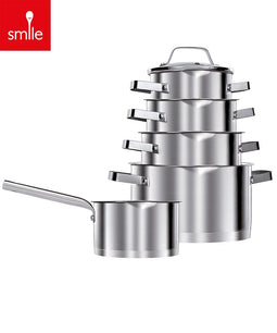 Smile Pannenset - Kookpannenset Inductie met Antiaanbaklaag - RVS - Set van 5 (5 stuks)