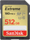 SanDisk Extreme - SD UHS-I - 512GB - Leessnelheid 180MB/s - Schrijfsnelheid 130MB/s