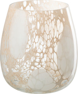 J-Line windlicht Draden - glas - beige/wit - large