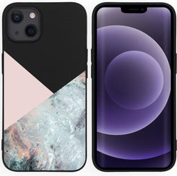 iPhone 13 Hoesje Siliconen - iMoshion Design hoesje - Meerkleurig / Graphic Marble Pink