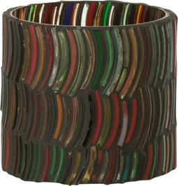 J-Line theelichthouder Mozaiek Curve - glas - mix - small