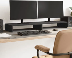 vidaXL - Monitorstandaard - 100x27x10 - cm - bewerkt - hout - zwart