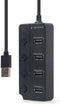 Gembird UHB-U2P4P-01 - 4-poorts USB 2.0 hub met schakelaars - Zwart