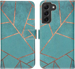 iMoshion Hoesje Geschikt voor Samsung Galaxy S22 Plus Hoesje Met Pasjeshouder - iMoshion Design Softcase Bookcase - Blauw / Blue Graphic
