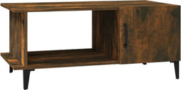 vidaXL - Salontafel - 90x50x40 - cm - bewerkt - hout - gerookt - eikenkleurig