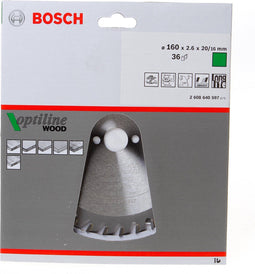 Bosch Optiline Wood - Cirkelzaagblad - 160 mm - 36 tanden - 20/16 mm (1 stuk)