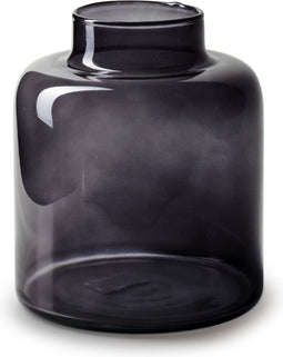 Jodeco Bloemenvaas Willem - transparant smoke glas - 19 x 17 cm - fles vorm vaas