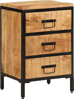 vidaXL - Nachtkastje - met - 3 - lades - 40x35x63 - cm - massief - ruw - mangohout