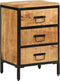 vidaXL - Nachtkastje - met - 3 - lades - 40x35x63 - cm - massief - ruw - mangohout