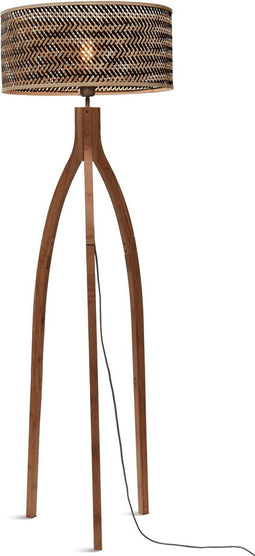 GOOD&MOJO Vloerlamp Java - Bamboe/Zwart - 50x50x145cm - Driepoot - - Staande lampen voor Woonkamer - Slaapkamer