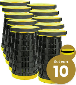 Bpvouwbare kruk extra strong geel per 10 - telescopische kruk - 250 kg - inklapbare kruk - draagbaar - kampeerstoel - opstapkrukje
