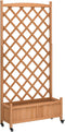 vidaXL - Plantenbak - met - latwerk - en - wielen - massief - vurenhout - bruin