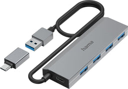 Hama 00200138 - USB 3.2 Hub - 4x USB 3.2 Gen1 5Gb/s - Grijs