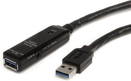 StarTech 10m USB 3.0 Actieve Verlengkabel M/F - Inclusief adapter - Zwart