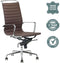 Feel Furniture - Luxe design bureaustoel van 100% rundleer - Hoge rugleuning - Donkerbruin
