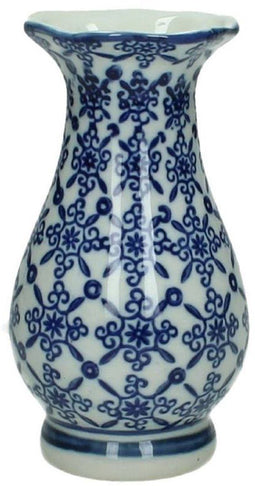 Vaasje porcelein blauw 8x8x15cm