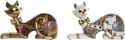 Decoratieve figuren DKD Home Decor Gouden Wit Hars Modern Kat (22,5 x 8 x 15 cm) (2 Stuks)