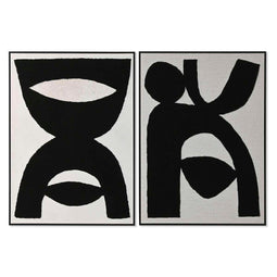 Schilderij Home ESPRIT Zwart Beige Abstract 103 x 4,3 x 143 cm (2 Stuks)
