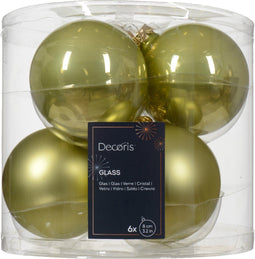 Kerstbal glas d8 cm pistache ass 6st kerst
