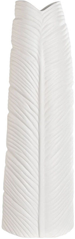 Vaas Home ESPRIT Wit Keramiek Tropisch Blad van een plant 33 x 10 x 70 cm