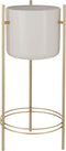 Mica Decorations Sverre - Bloempot op Standaard - H66 x Ø28 cm - Wit Goud