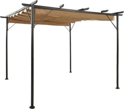 vidaXL-Pergola-met-uittrekbaar-dak-180-g/m²-3x3-m-staal-taupe