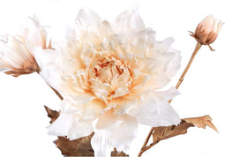 PTMD Gedroogde Dahlia Kunstbloem - 27 x 38 x 79 cm - Kunststof - Wit