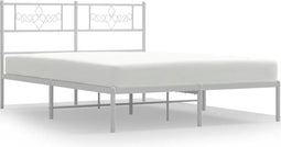 vidaXL - Bedframe - met - hoofdbord - metaal - wit - 160x200 - cm