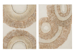 J-Line Wanddecoratie Ibiza Canvas/Verf Creme/Wit Assortiment Van Twee