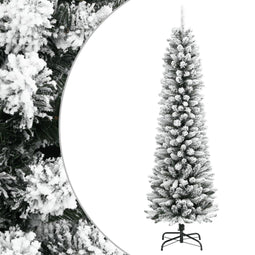 vidaXL - Kunstkerstboom - met - sneeuw - smal - 120 - cm - PVC - en - PE