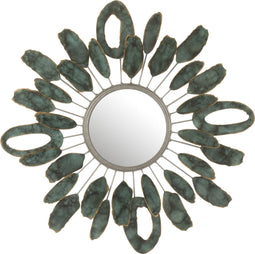 J-Line spiegel Stukjes Ovaal - metaal - goud/groen - Ø 61 cm