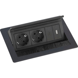 EVOline Flip Top Push S - Stopcontacten met USB-A en USB-C oplader - Zwart