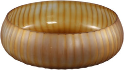 PTMD Lavanya Brown Carved Glass Round Bowl Ribbed