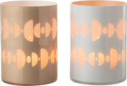 J-Line windlicht Halve Maan - glas - mix - large - 2 stuks