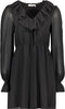 NA-KD Frill V-Neck Mini Jurk - V-hals met ruches - Zwart - Maat 38